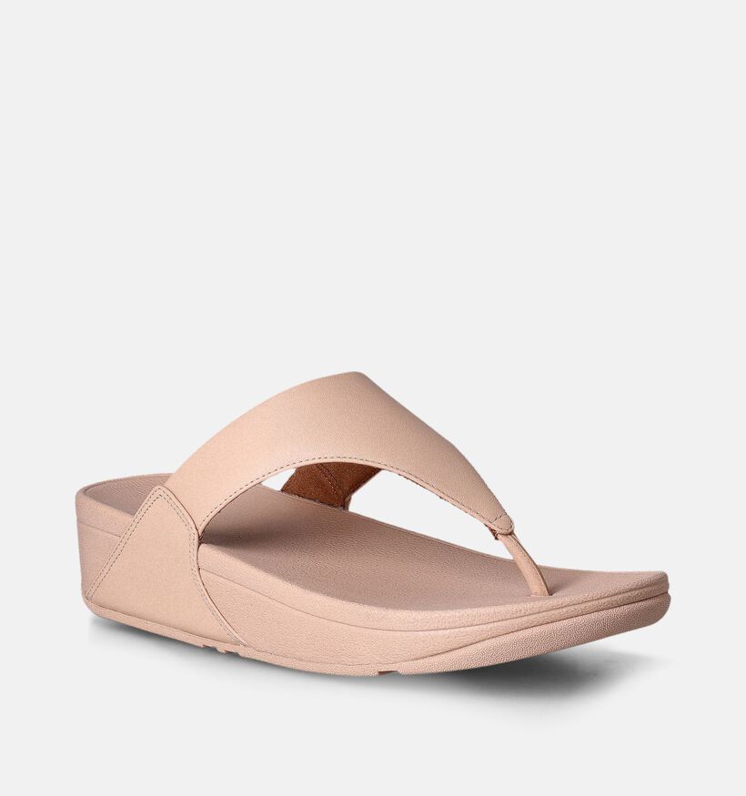 FitFlop Lulu Leather Toepost Roze Teenslippers voor dames (353817)