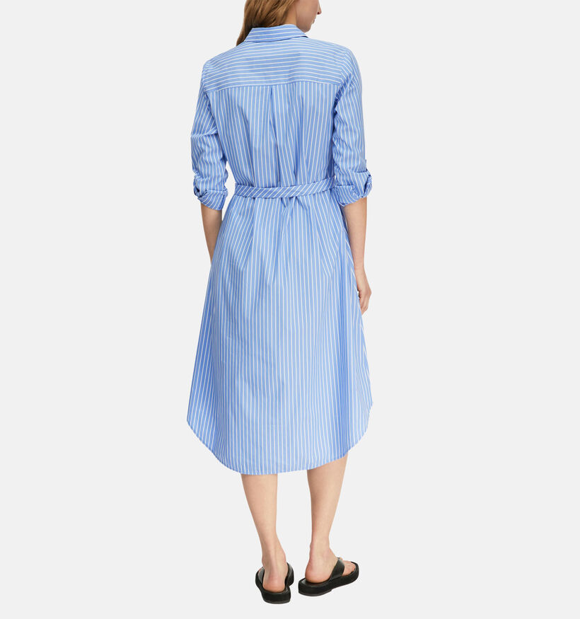 comma Poplin Stripe Robe mi-longue en Bleu pour femmes (373154)