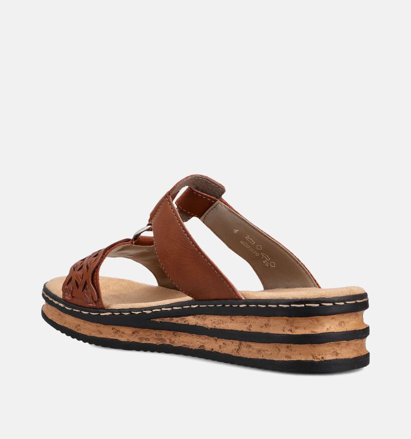 Rieker Cognac Slippers met sleehak voor dames (370399)