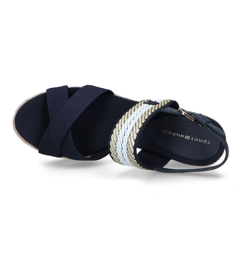 Tommy Hilfiger Golden Webbing Wedge Sandales en Bleu en textile (321017)