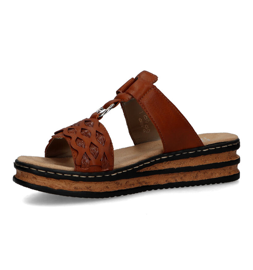 Rieker Cognac Slippers met sleehak voor dames (354946)