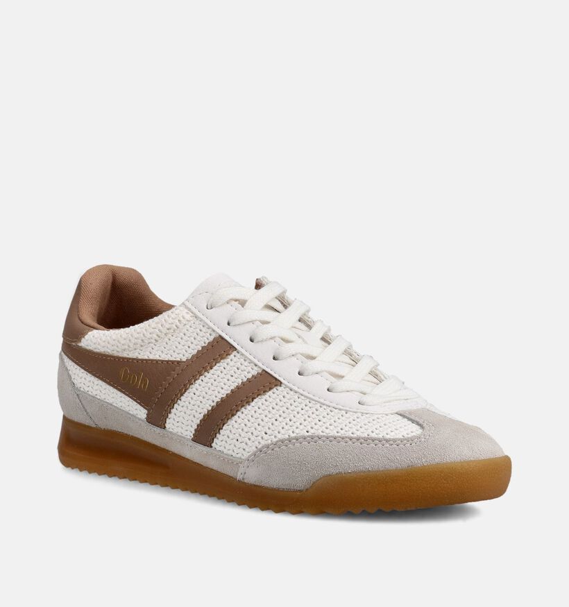 Gola Tornado Zephur Witte/Bruine Sneakers voor dames (368320) - geschikt voor steunzolen