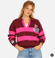 Ador&eacute; Oriane Bordeaux/Roze Trui met Patches voor dames (384098)