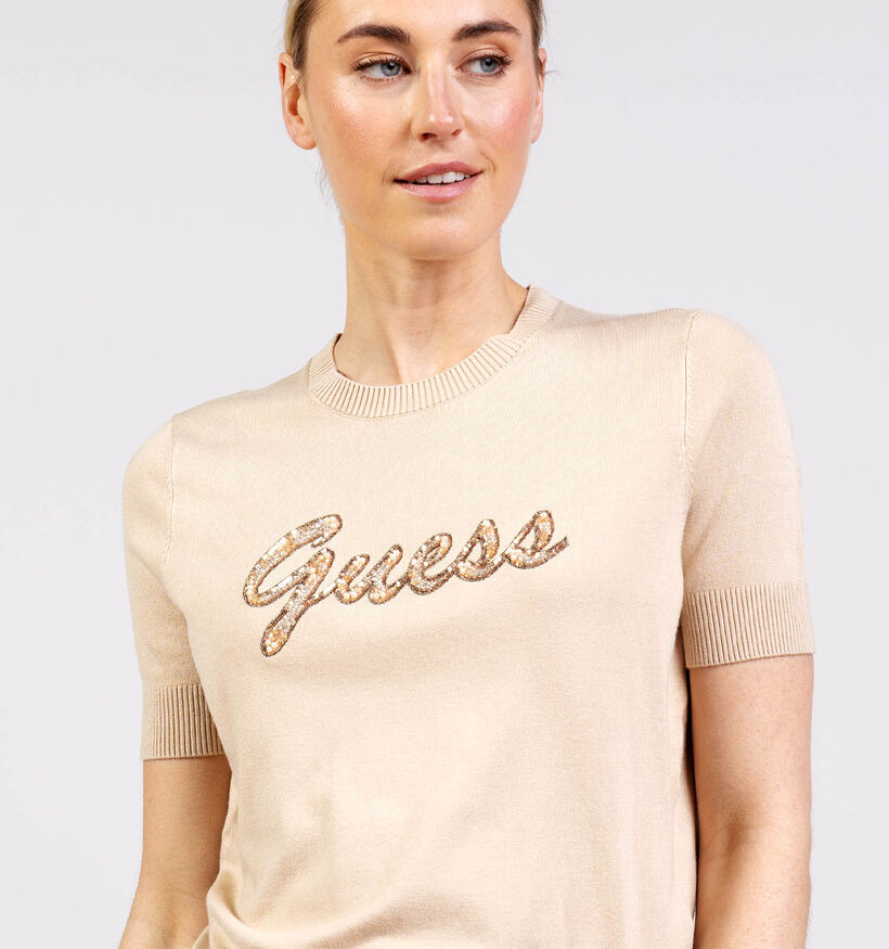 Guess Foamy Taupe Trui met Korte Mouwen voor dames (370374)