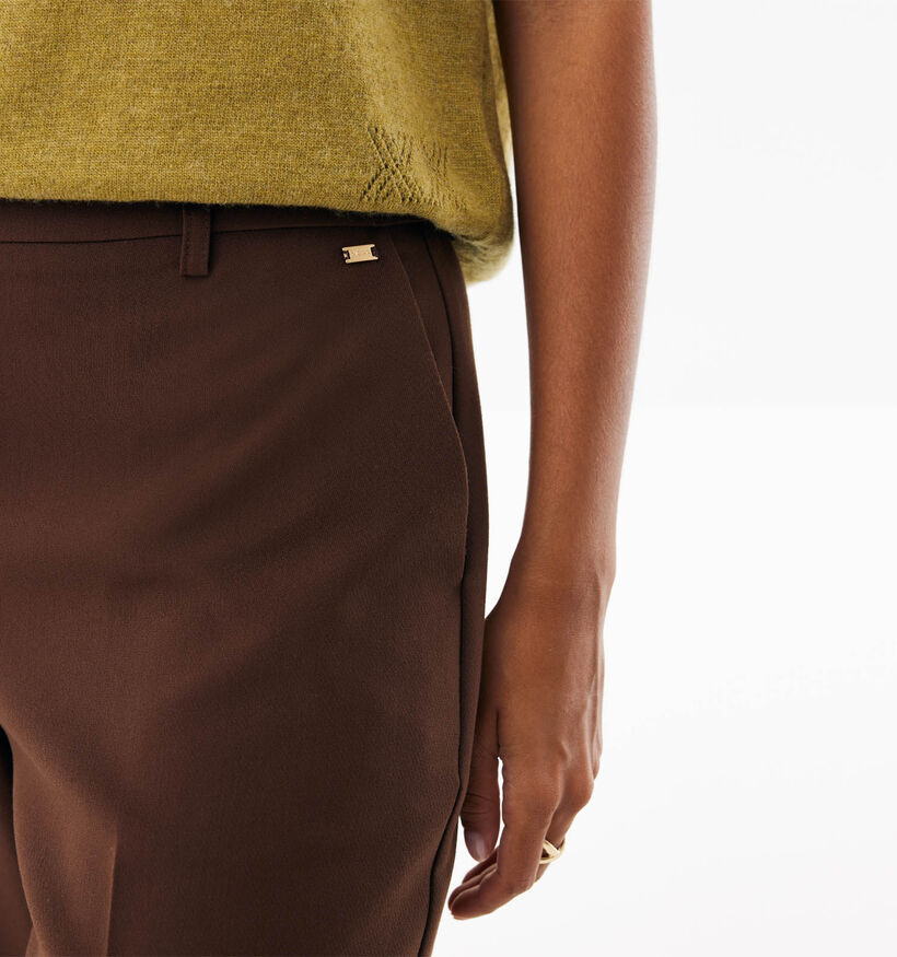 Mexx Pleated Belt Donkerbruine Geklede Broek voor dames (380718)