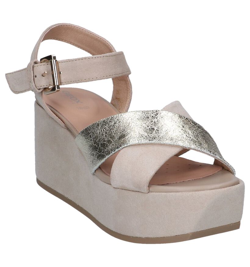 Taupe Sandalen Geox Zerfie in leer (241670)