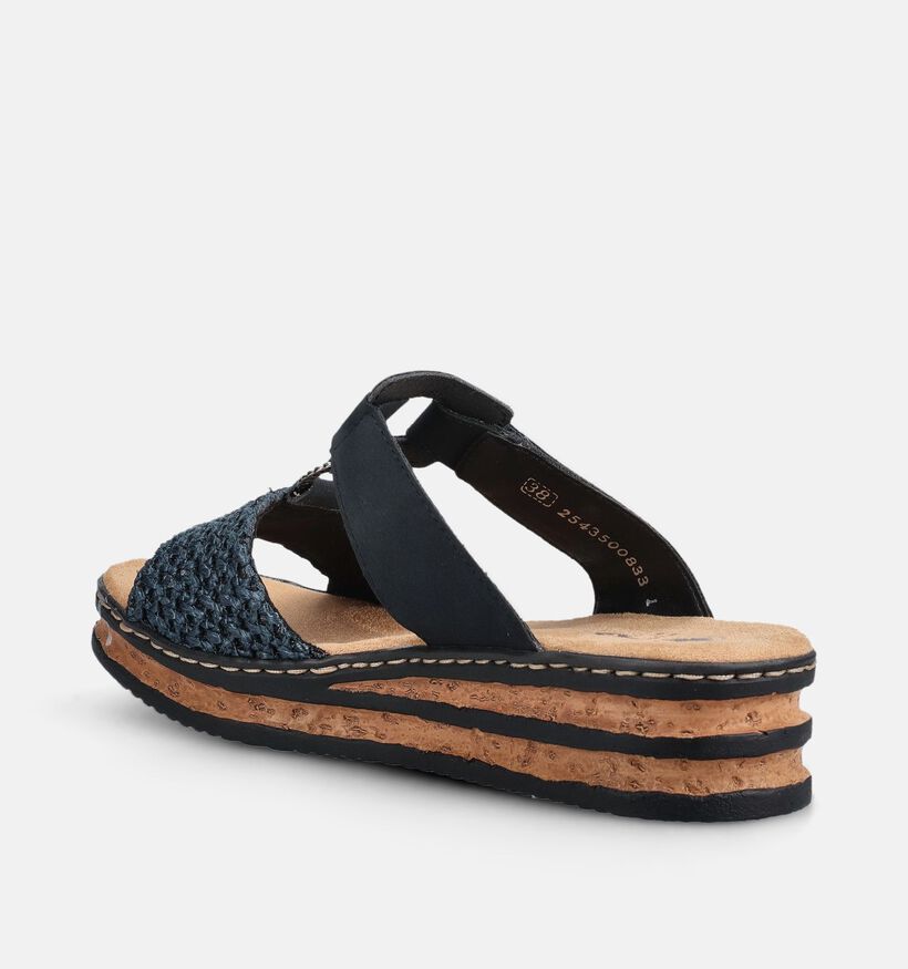 Rieker Donkerblauwe Slippers met Sleehak voor dames (370407)