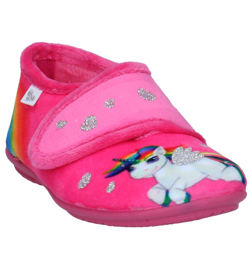 Milo & Mila Pantoufles fermées en Rose fuchsia en textile (278461)