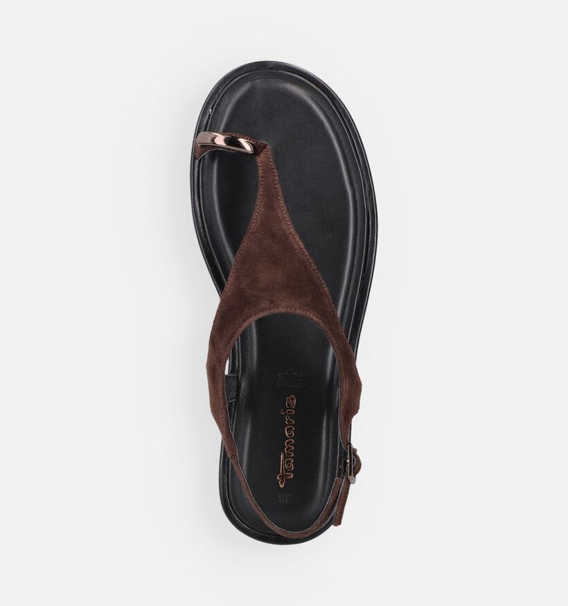 Tamaris Sandales plates en Brun fonc&eacute; pour femmes (371724)