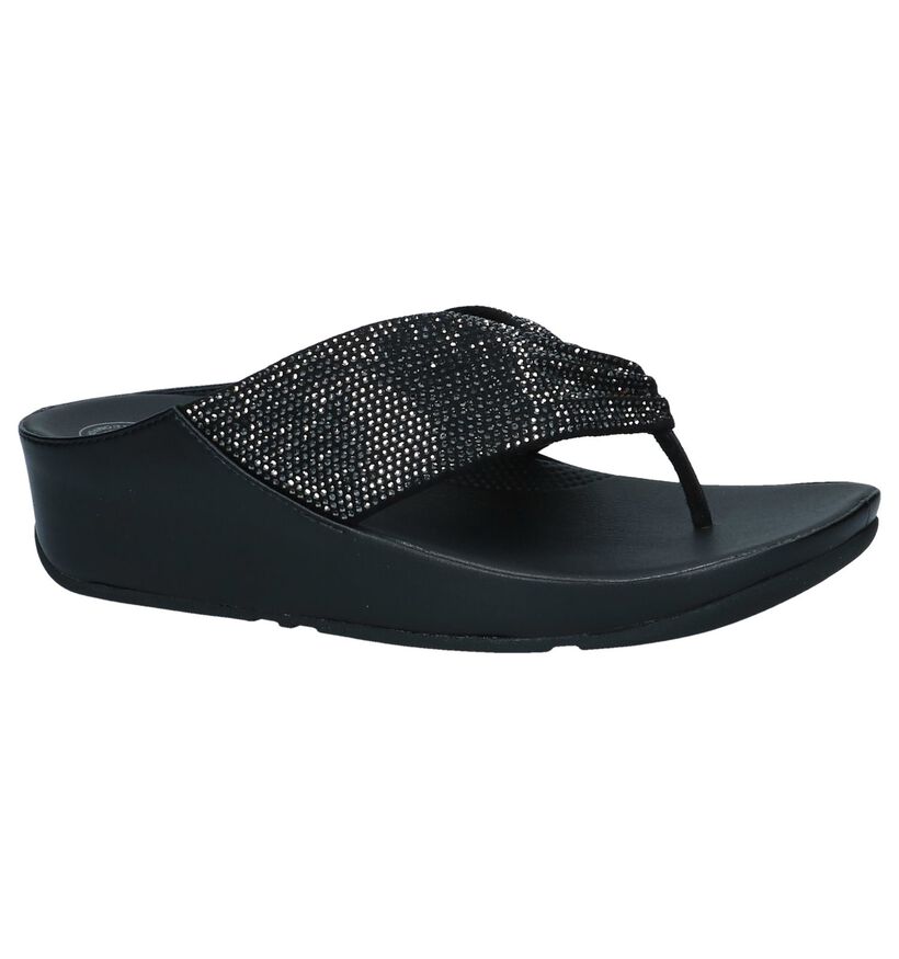 Zwarte Teenslippers FitFlop Twiss Crystal in stof (240102)