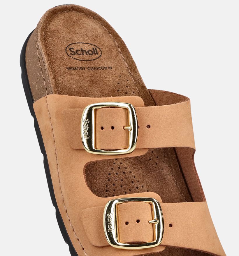Scholl Bora 2 Buckles Nu-pieds plates en Cognac pour femmes (369876)