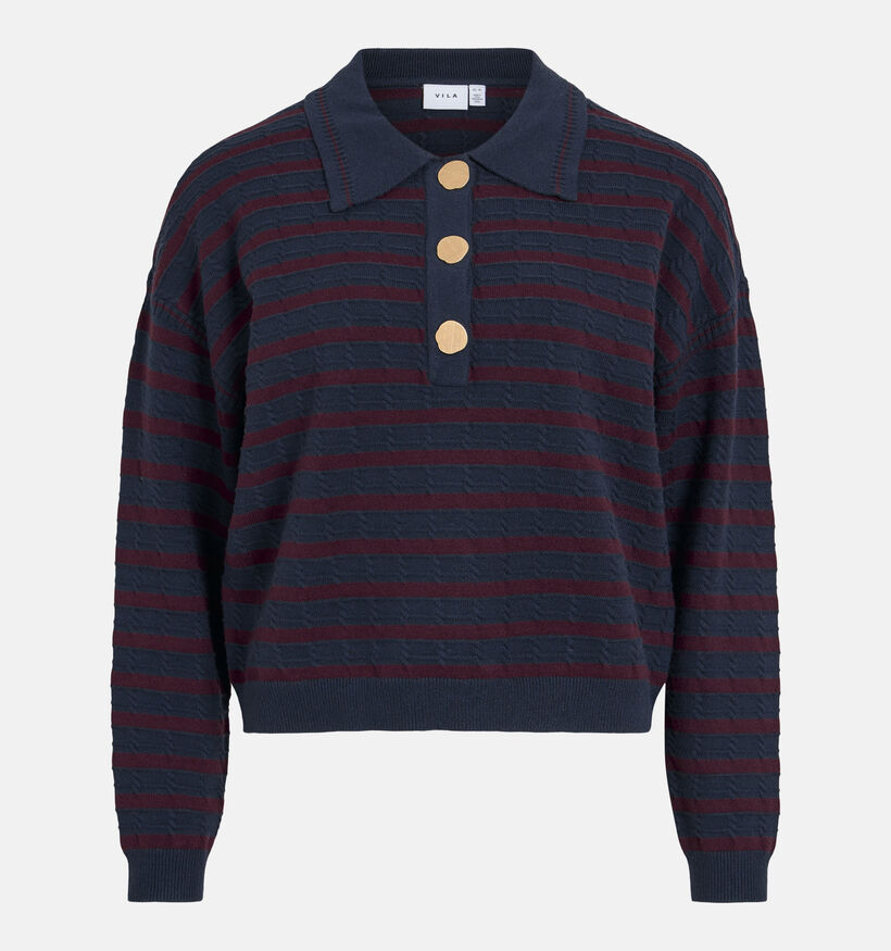 Vila Malfine Blauwe/Bordeaux Polo Trui voor dames (382032)
