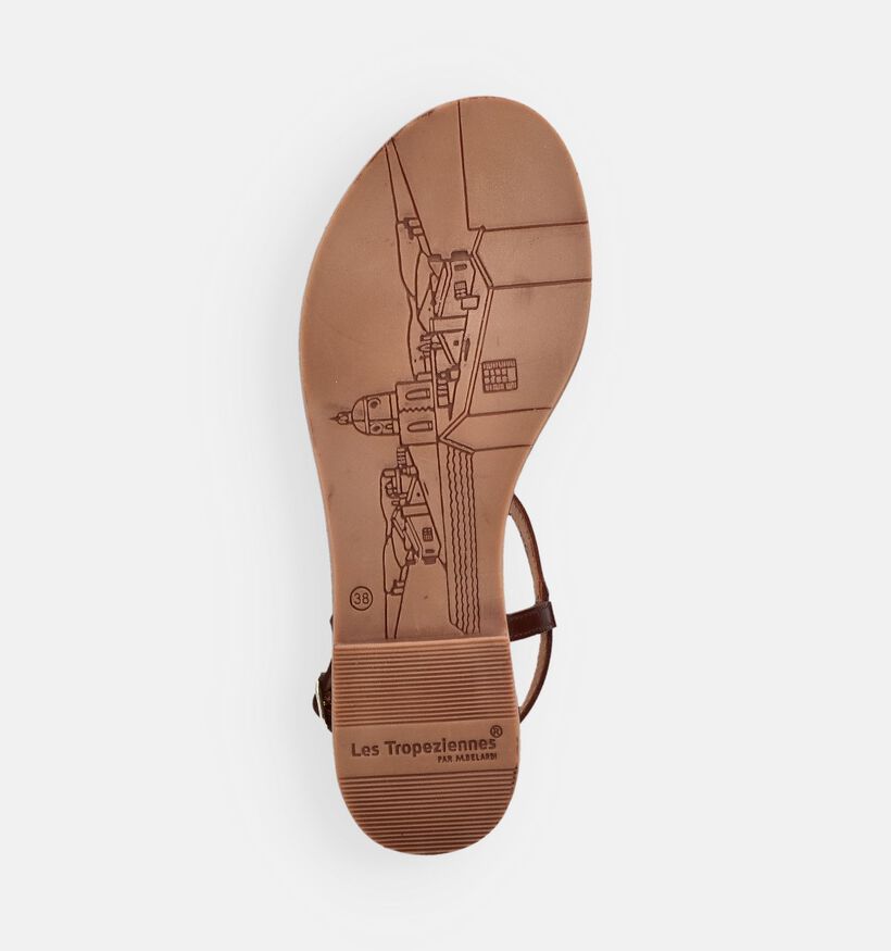 Les Tropeziennes Helectra Sandales plates en Brun fonc&eacute; pour femmes (373230)