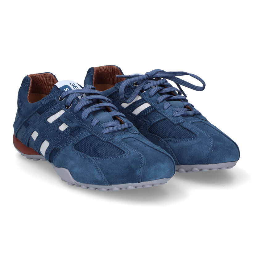Geox Snake Chaussures à lacets en Bleu en daim (313212)