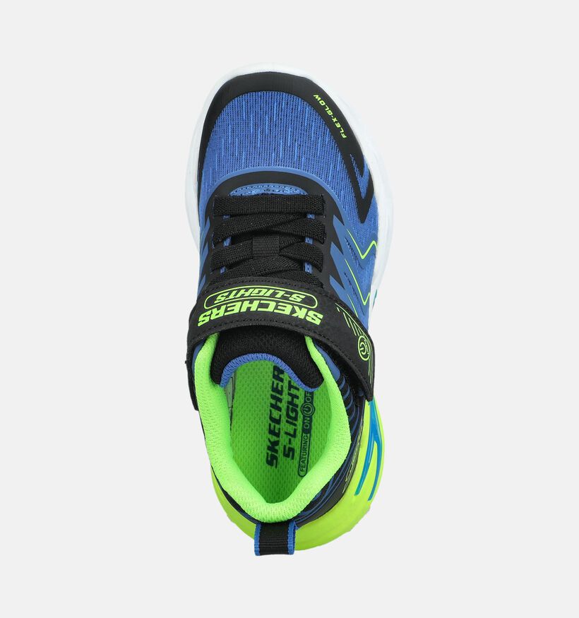 Skechers Flex Glow Ultra Blauwe/Fluo Sneakers voor jongens, meisjes (375726) - geschikt voor steunzolen