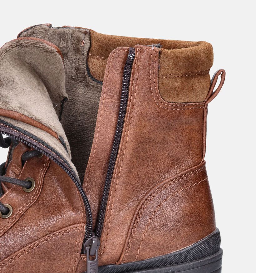 Mustang Bottines à lacets en Cognac pour femmes (345431)