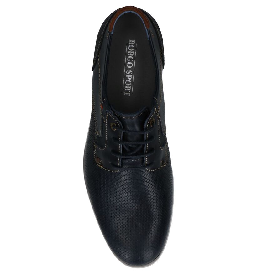 Donkerblauwe Casual Schoenen met Veters Borgo Sport Spaf in leer (209758)