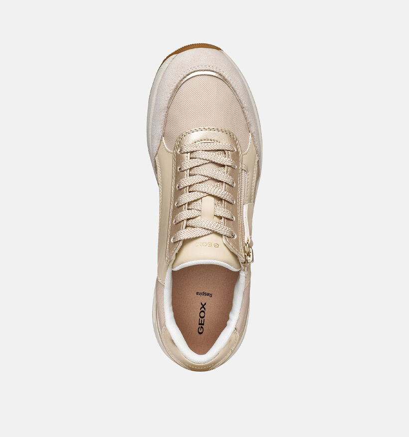 Geox Bulmya Goudkleurige Veterschoenen voor dames (368201) - geschikt voor steunzolen