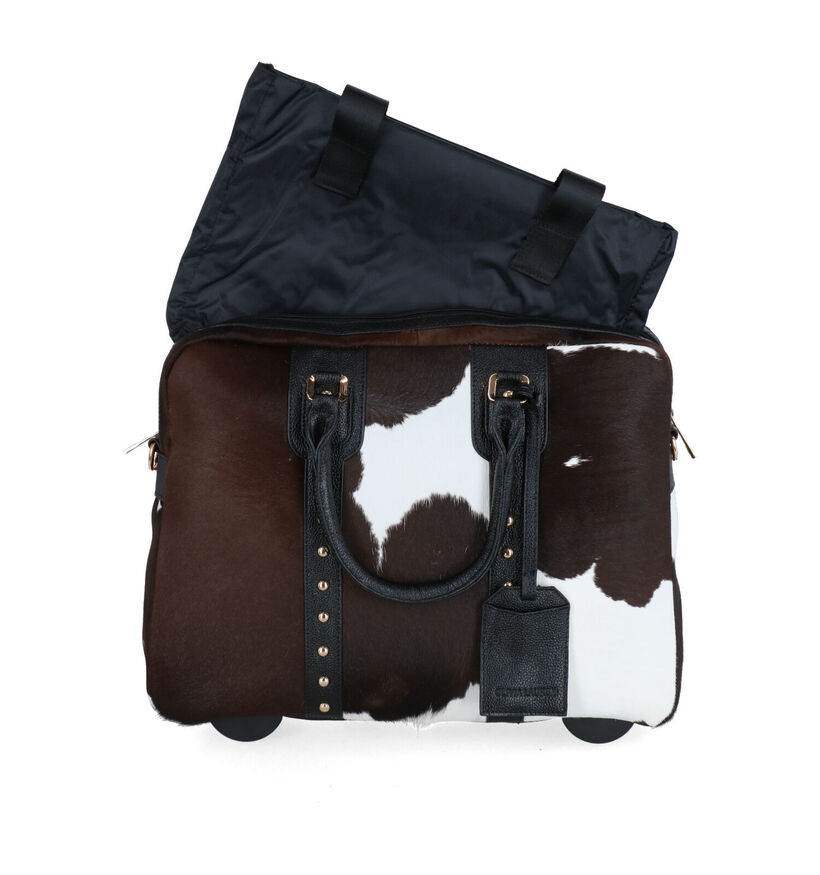 Olivia Lauren Cowhide Sac à roulettes en Noir pour femmes (333970)