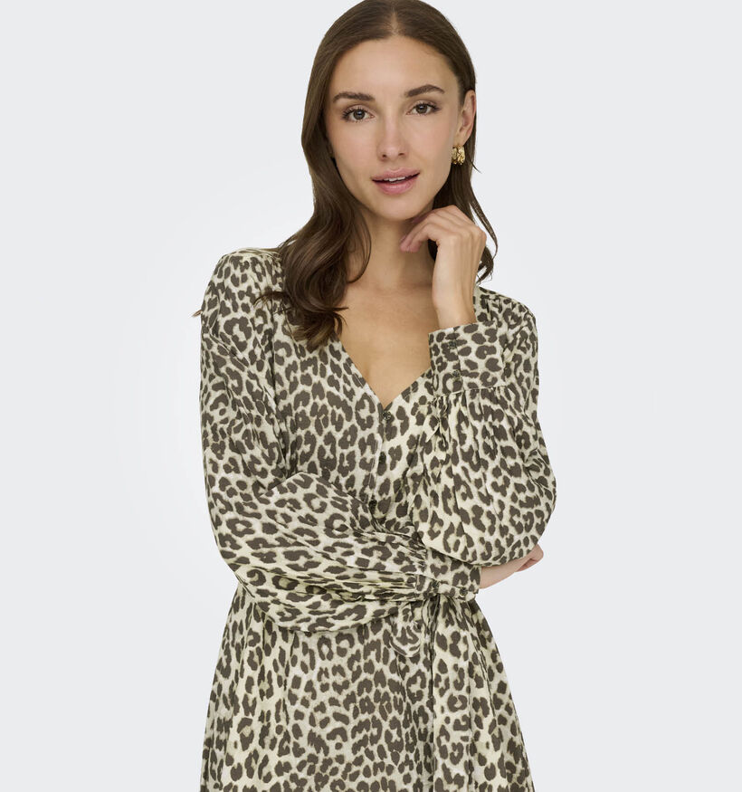 JDY Beatrice Leopard Robe en Beige pour femmes (365276)