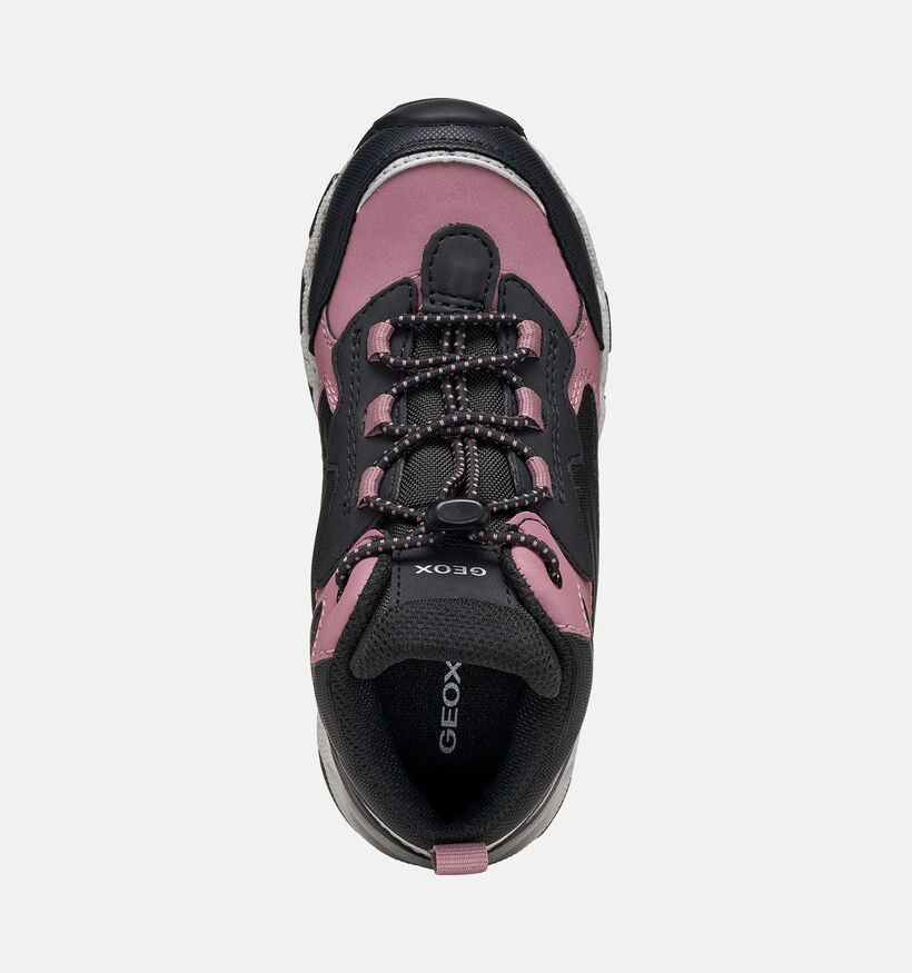 Geox Magnetar Girl Boots &agrave; lacets en Noir/Rose pour filles (377768) - pour semelles orthop&eacute;diques