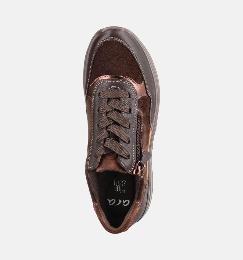 Ara Garda Donkerbruine Schoenen met Veter en Rits voor dames (379996) - geschikt voor steunzolen