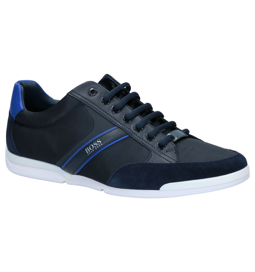 Hugo Boss Saturn Low Chaussures à Lacets en Bleu en simili cuir (264771)