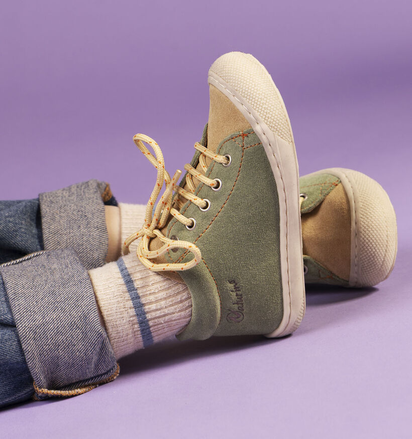 Naturino Cocoon Suede Groene Veterschoenen voor meisjes, jongens (371636) - geschikt voor steunzolen