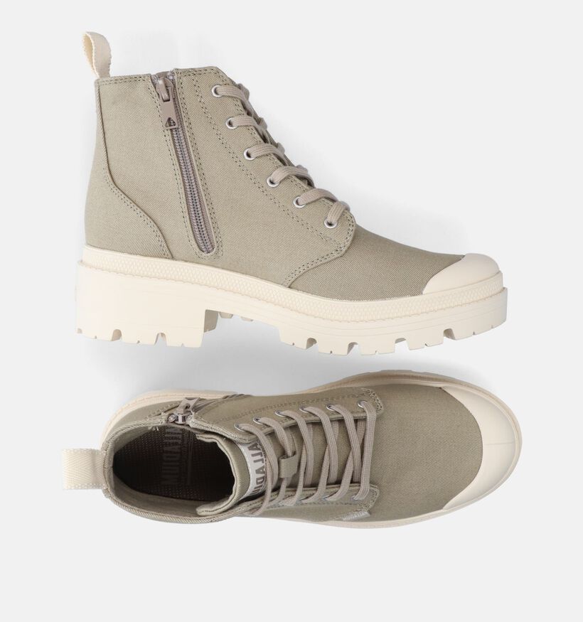 Palladium Pallabase Twill Baskets en Gris pour femmes (336484)