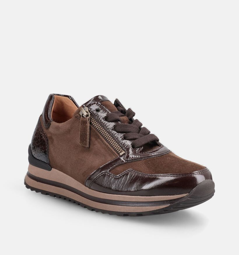 Gabor Comfort Bruine Schoenen met Veter en Rits voor dames (380043) - geschikt voor steunzolen