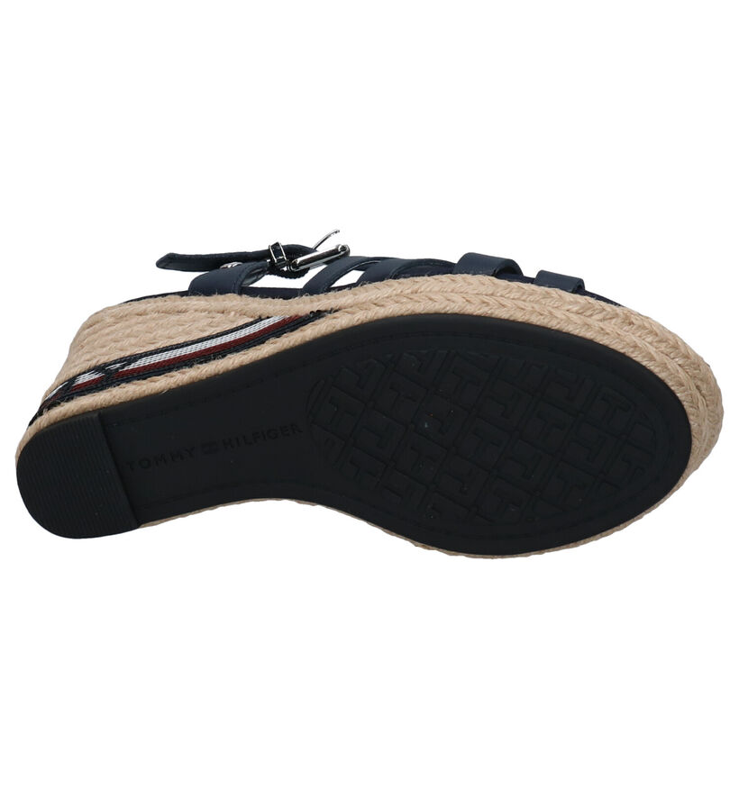 Tommy Hilfiger Sequins High Wedge Blauwe Sandalen in leer (268590)