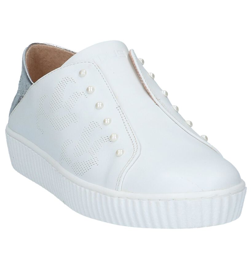 Witte Slip-on Sneakers met Kralen Mjus, , pdp