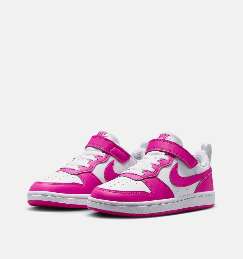 Nike Court Borough Low Sneakers Wit/Fuchsia voor meisjes (350501) - geschikt voor steunzolen