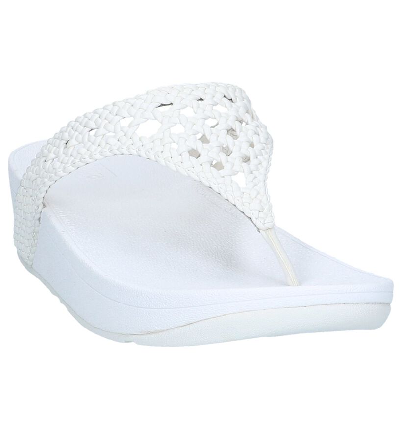 Witte Teenslippers FitFlop Lottie Wicker Toe Post in kunstleer (240979)