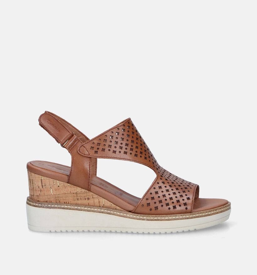 Tamaris Sandales avec talon compensé en cognac pour femmes (338284)