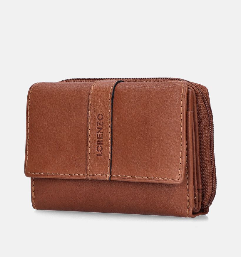 Euro-Leather Porte-monnaies zippé en Cognac pour femmes (365219)
