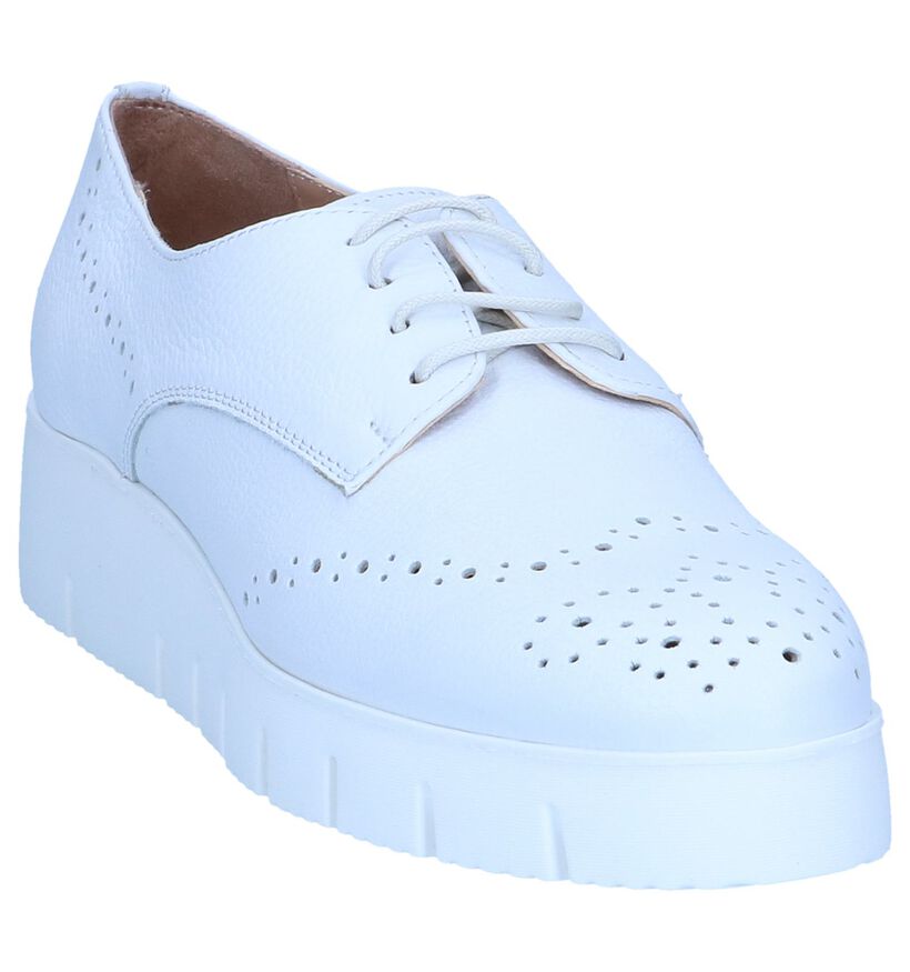 Witte Veterschoenen Unisa Felcia in leer (249254)