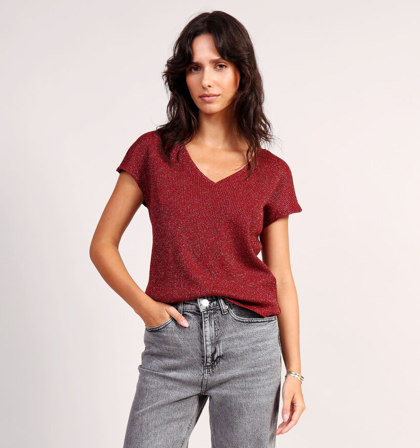 Vero Moda Faja T-shirt en Bordeaux pour femmes (366410)