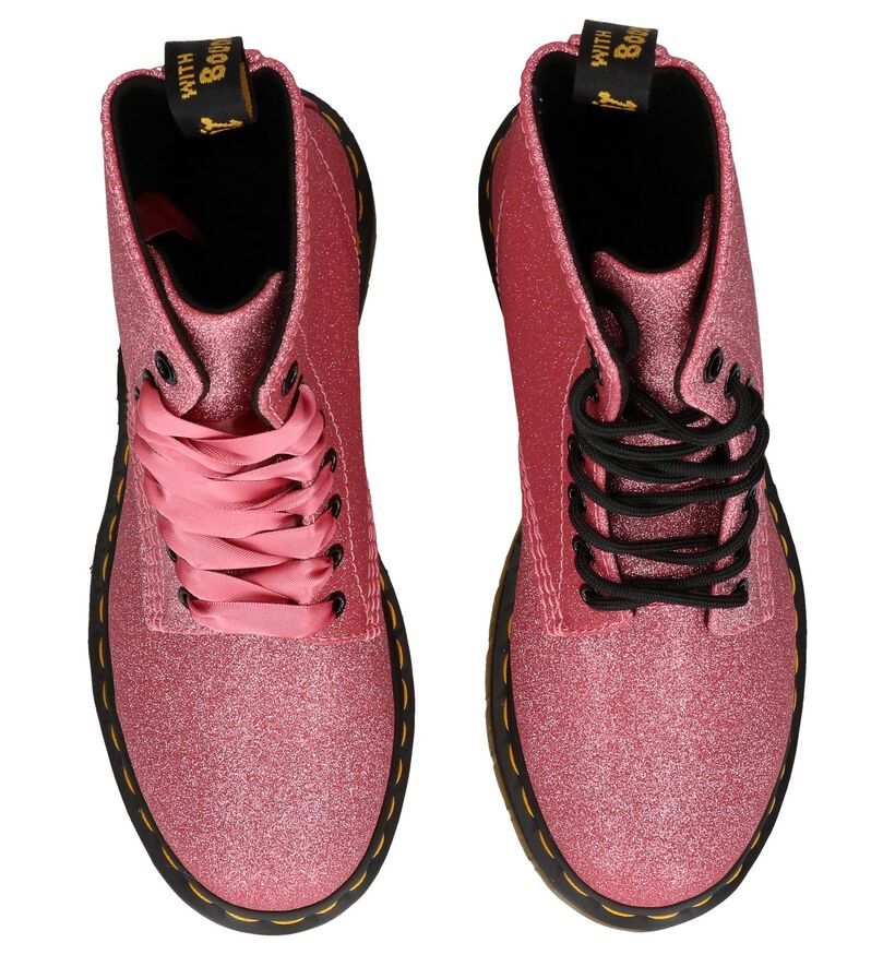 Roze Veterboots Dr. Martens Pascal Glitter in stof (237914)
