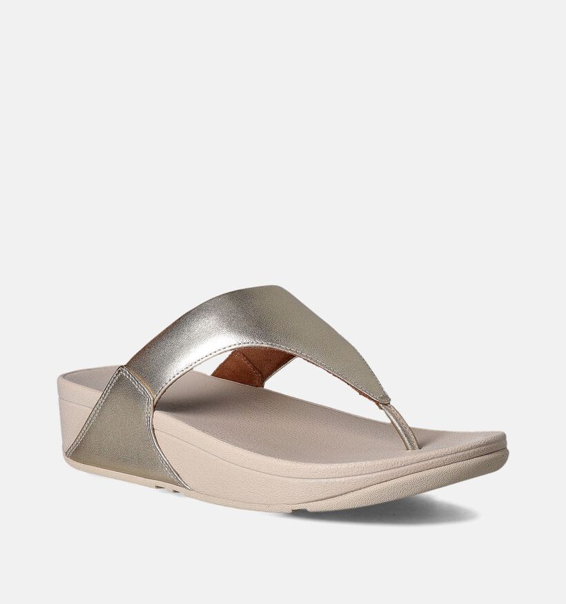 FitFlop Lulu Leather Toepost Gouden Teenslippers voor dames (353819)