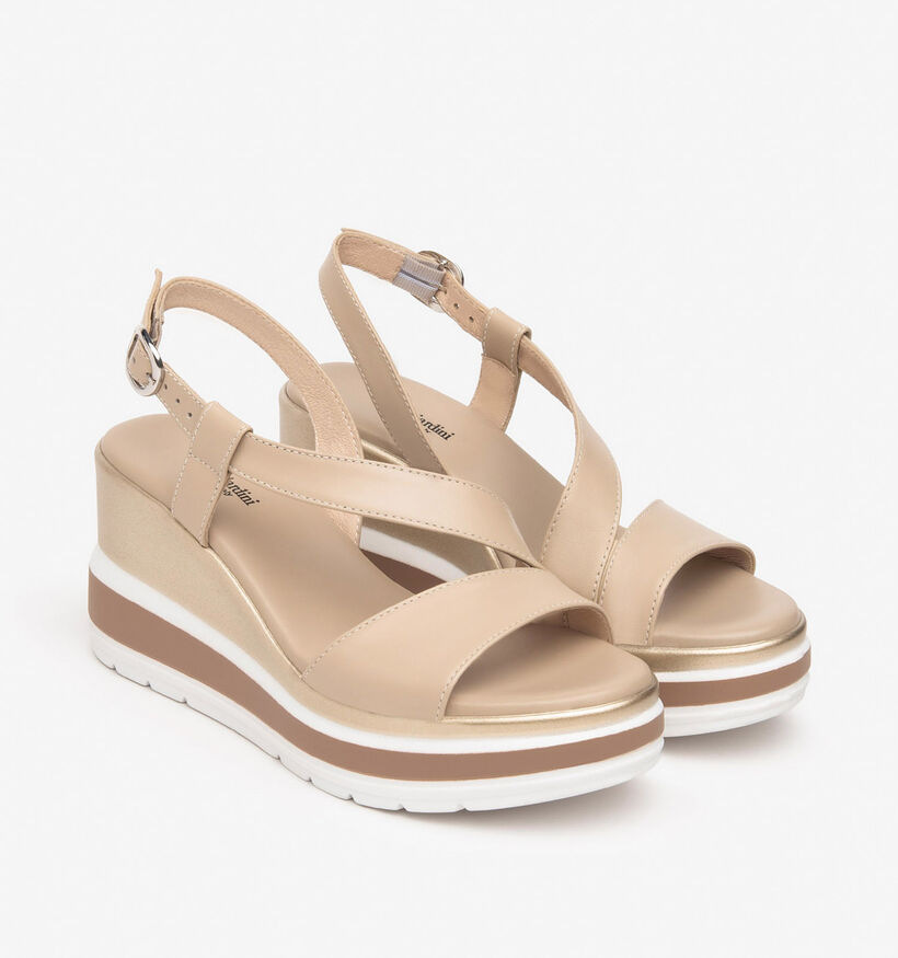 NeroGiardini Beige Sandalen met sleehak voor dames (356025)