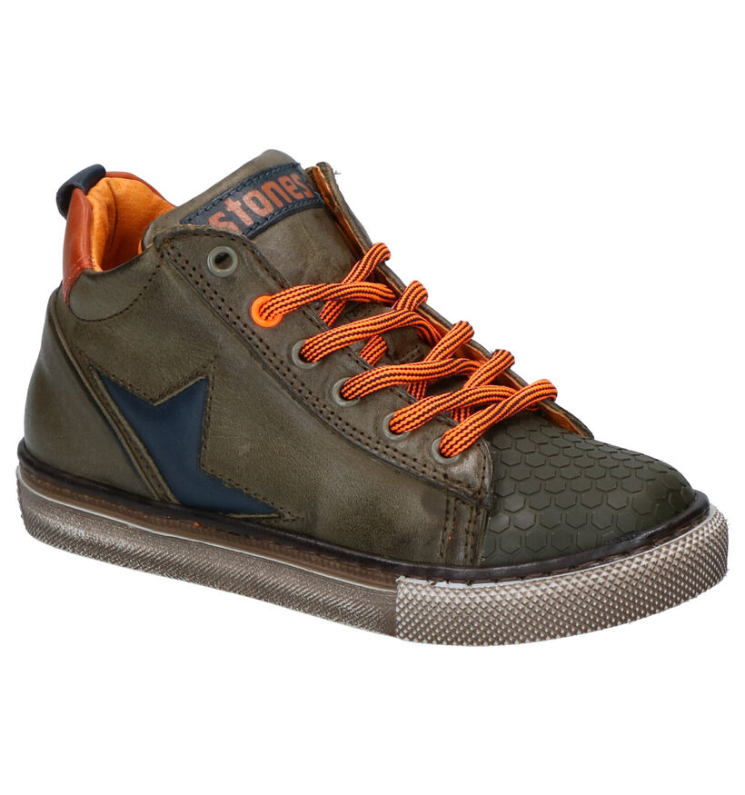 STONES and BONES Tiest Kaki Rits/Veterschoenen in kunststof (256568)
