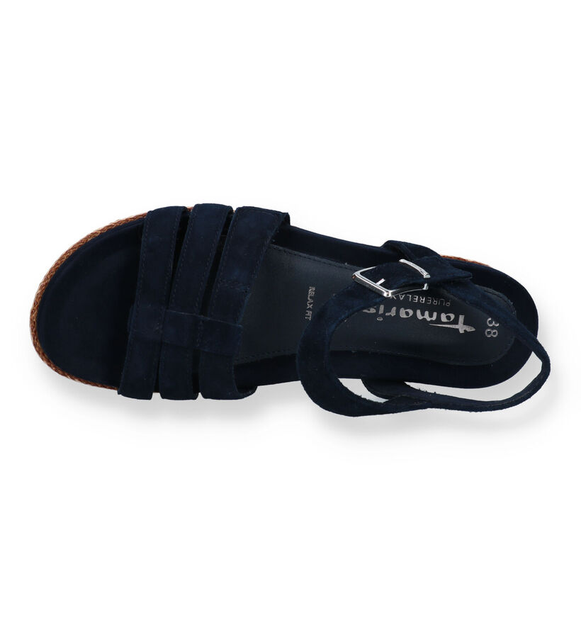 Tamaris Relax Fit Sandales avec talon compensé en Bleu pour femmes (334262)