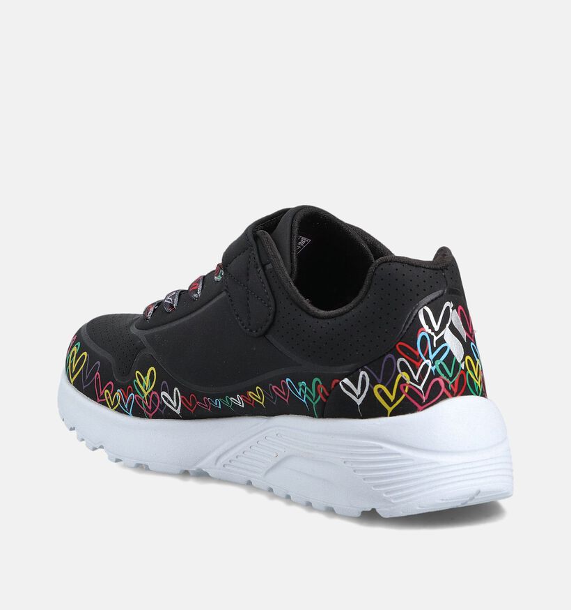 Skechers Uno Lite Heart Zwarte Sneakers voor meisjes (366294)