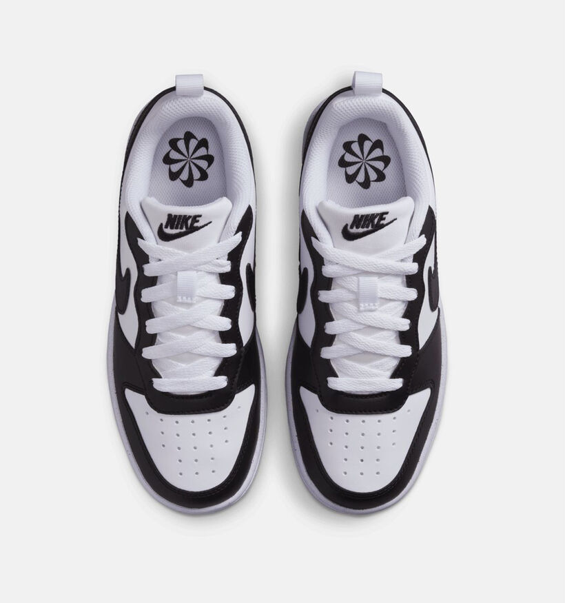 Nike Court Borough Low Baskets en Noir/Blanc pour filles, gar&ccedil;ons (381047) - pour semelles orthop&eacute;diques