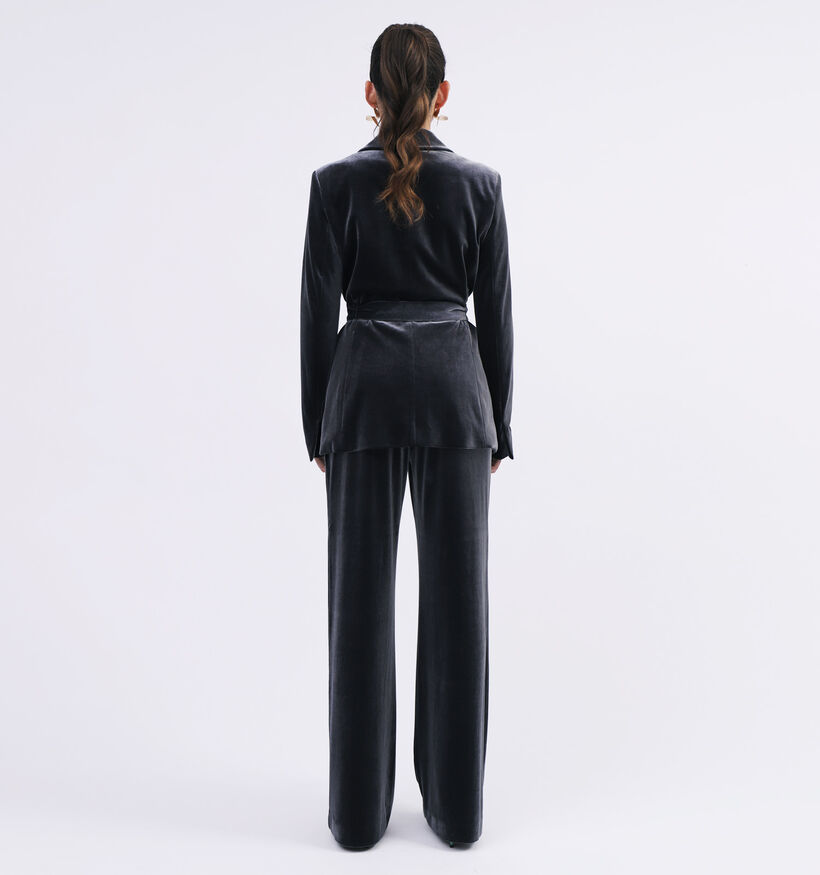 Comma Blazer en velours brillant en Gris (326498)