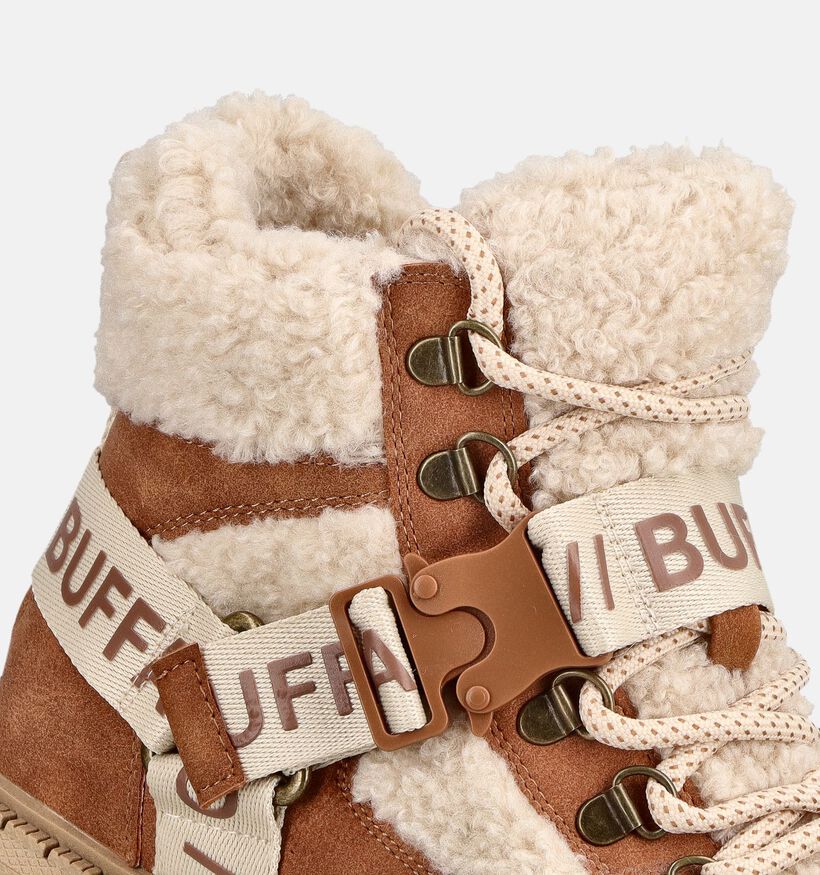 Buffalo Aspen Cognac Boots met Klikgesp voor dames (379571) - geschikt voor steunzolen