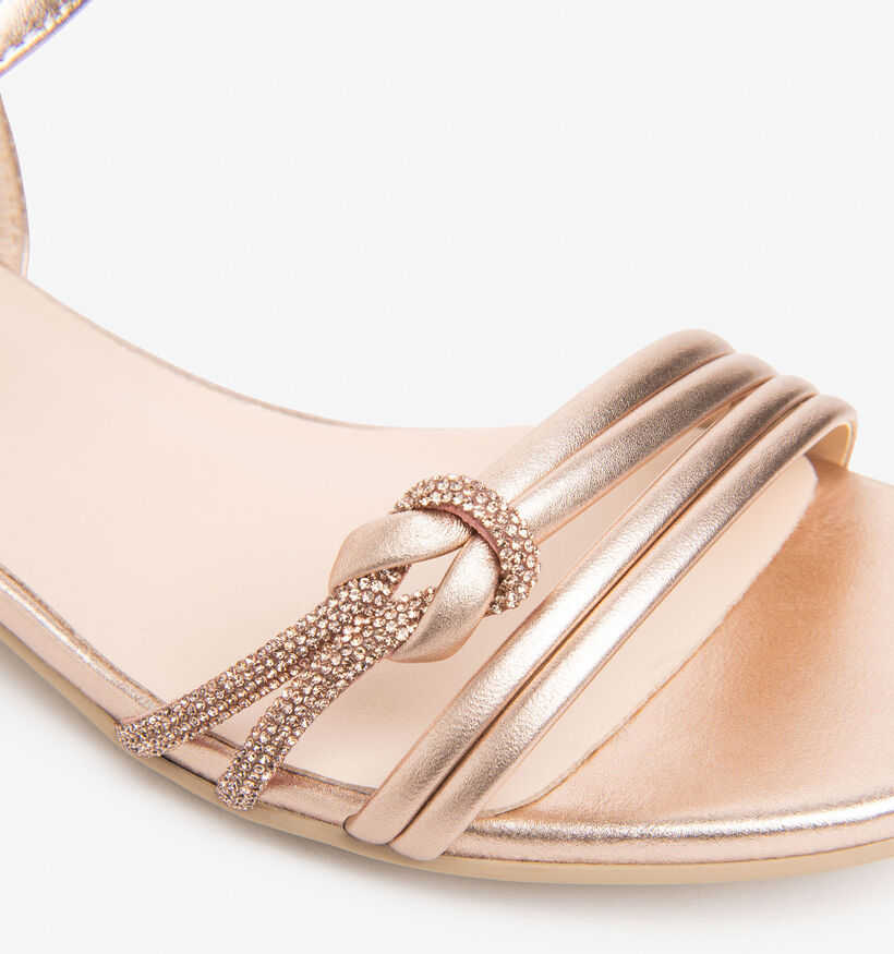 NeroGiardini Ros&eacute; Gouden Sandalen met Lage Blokhak voor dames (370602)