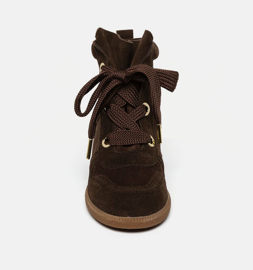 Steve Madden Mables Donkerbruine Sneakers met Sleehak voor dames (381824)