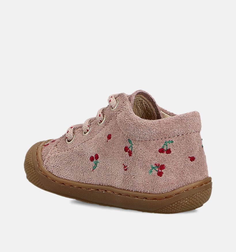 Naturino Cocoon Embroidery Roze Kersen Babyschoenen voor meisjes (364273) - geschikt voor steunzolen